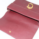 CARTIER Must Line Shoulder Bag Leather Bordeaux Gold Auth BA7352-10