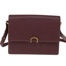 CARTIER Must Line Shoulder Bag Leather Bordeaux Gold Auth BA7352-13