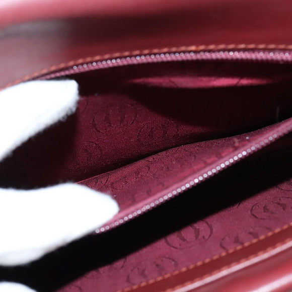 CARTIER Must Line Shoulder Bag Leather Bordeaux Gold Auth BA7352