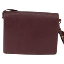 CARTIER Must Line Shoulder Bag Leather Bordeaux Gold Auth BA7352-2