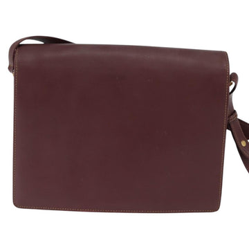 CARTIER Must Line Shoulder Bag Leather Bordeaux Gold Auth BA7352 - 0