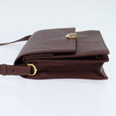 CARTIER Must Line Shoulder Bag Leather Bordeaux Gold Auth BA7352-3