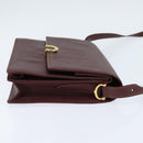 CARTIER Must Line Shoulder Bag Leather Bordeaux Gold Auth BA7352-4