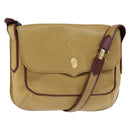 CARTIER Shoulder Bag Leather Beige Gold Auth BA7353-1