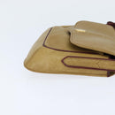 CARTIER Shoulder Bag Leather Beige Gold Auth BA7353-4