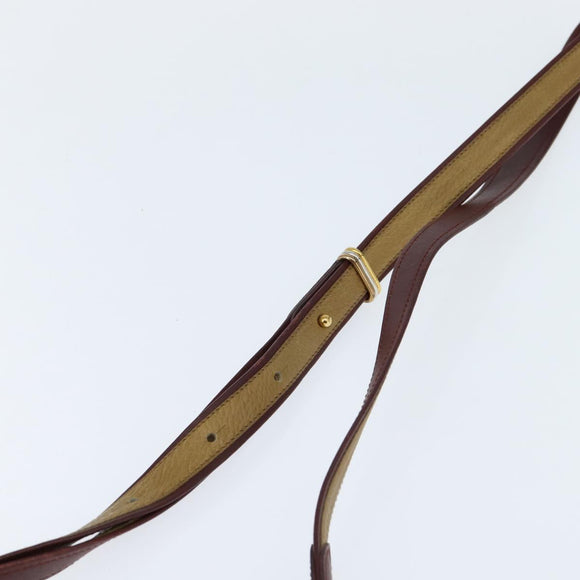 CARTIER Shoulder Bag Leather Beige Gold Auth BA7353