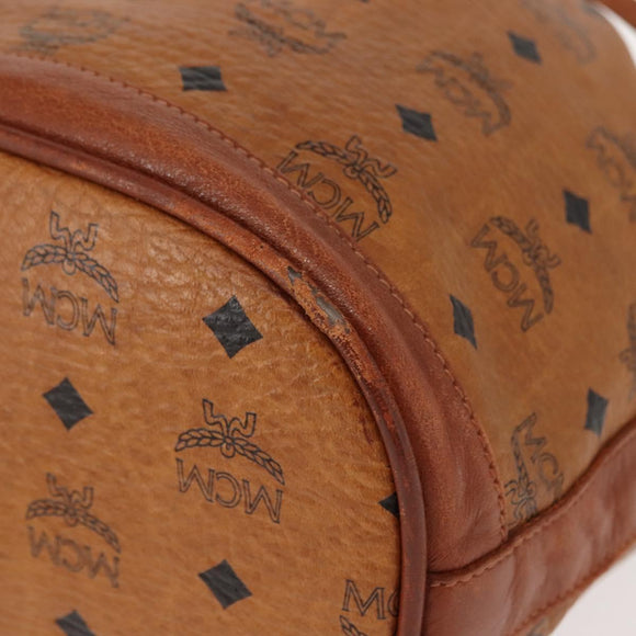 MCM Logogram Vicetos Shoulder Bag PVC Leather Brown Gold Auth BA7354