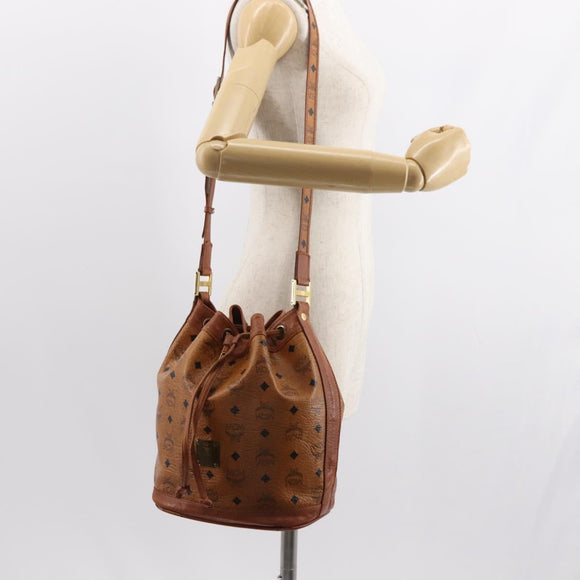 MCM Logogram Vicetos Shoulder Bag PVC Leather Brown Gold Auth BA7354