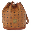 MCM Logogram Vicetos Shoulder Bag PVC Leather Brown Gold Auth BA7354-13