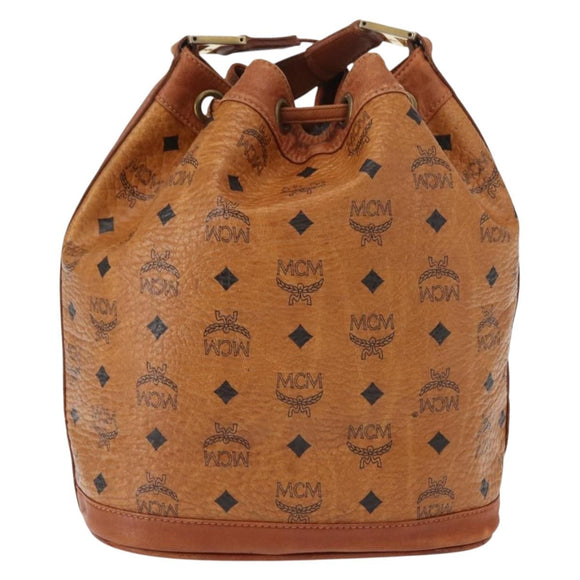 MCM Logogram Vicetos Shoulder Bag PVC Leather Brown Gold Auth BA7354