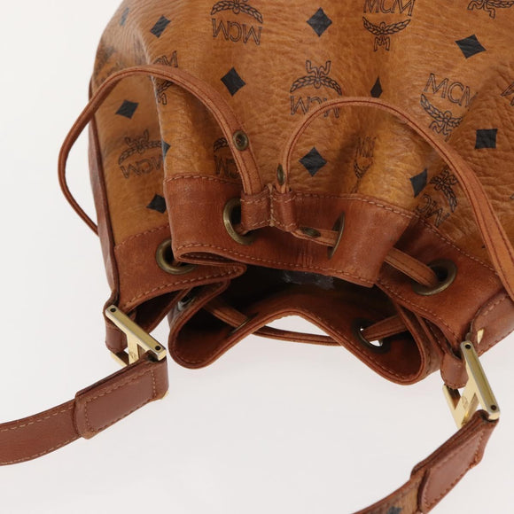 MCM Logogram Vicetos Shoulder Bag PVC Leather Brown Gold Auth BA7354