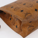 MCM Logogram Vicetos Clutch Bag PVC Leather Brown Gold Auth BA7355-15