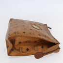 MCM Logogram Vicetos Clutch Bag PVC Leather Brown Gold Auth BA7355-4