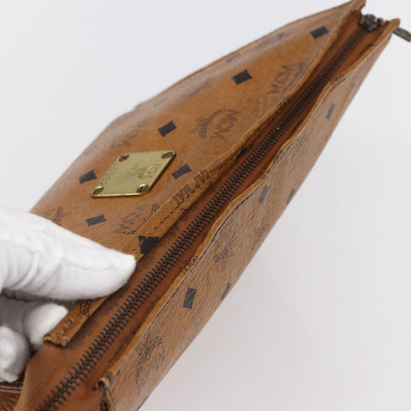 MCM Logogram Vicetos Clutch Bag PVC Leather Brown Gold Auth BA7355