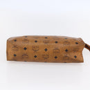 MCM Logogram Vicetos Clutch Bag PVC Leather Brown Gold Auth BA7355-6