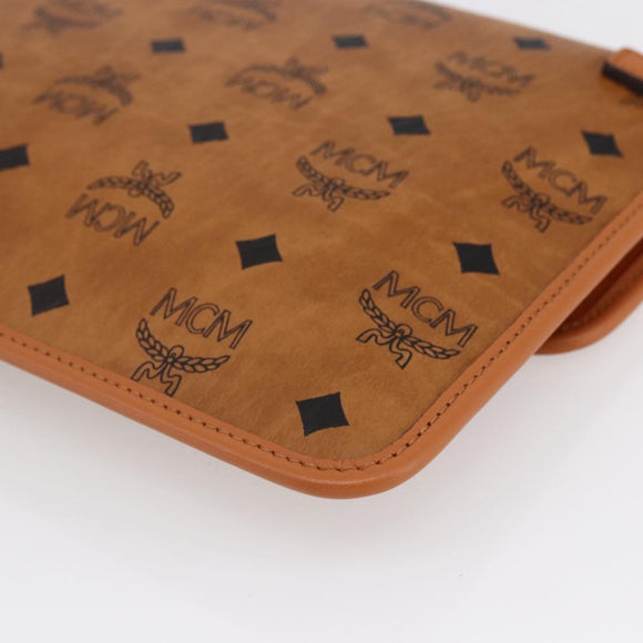 MCM Logogram Vicetos Clutch Bag PVC Leather Brown Gold Auth BA7356
