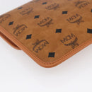 MCM Logogram Vicetos Clutch Bag PVC Leather Brown Gold Auth BA7356-14