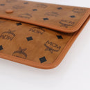 MCM Logogram Vicetos Clutch Bag PVC Leather Brown Gold Auth BA7356-7