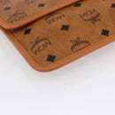 MCM Logogram Vicetos Clutch Bag PVC Leather Brown Gold Auth BA7356-8