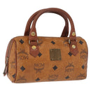 MCM Logogram Vicetos Hand Bag PVC Leather Brown Gold Auth BA7357-1