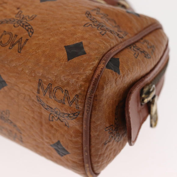 MCM Logogram Vicetos Hand Bag PVC Leather Brown Gold Auth BA7357