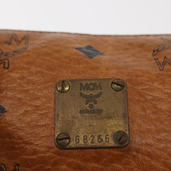 MCM Logogram Vicetos Hand Bag PVC Leather Brown Gold Auth BA7357