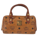 MCM Logogram Vicetos Hand Bag PVC Leather Brown Gold Auth BA7357-13
