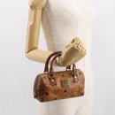 MCM Logogram Vicetos Hand Bag PVC Leather Brown Gold Auth BA7357-20