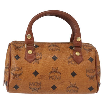 MCM Logogram Vicetos Hand Bag PVC Leather Brown Gold Auth BA7357 - 0