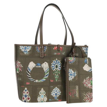 BVLGARI Tote Bag Leather PVC Gray Silver Auth BA7359V