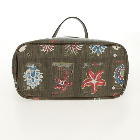 BVLGARI Tote Bag Leather PVC Gray Silver Auth BA7359V