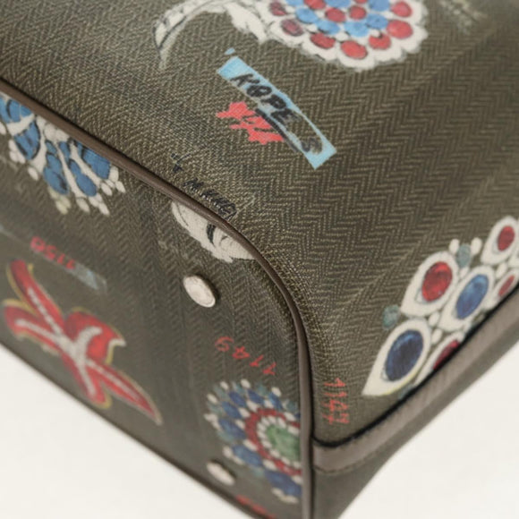 BVLGARI Tote Bag Leather PVC Gray Silver Auth BA7359V