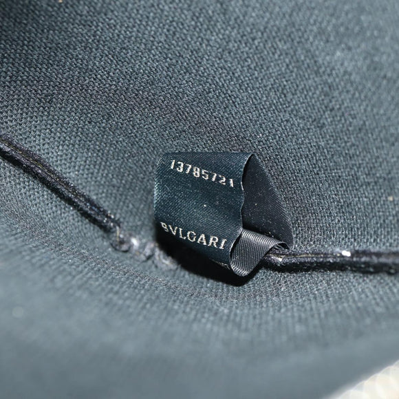 BVLGARI Tote Bag Leather PVC Gray Silver Auth BA7359V