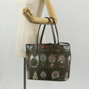 BVLGARI Tote Bag Leather PVC Gray Silver Auth BA7359V-25