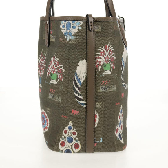 BVLGARI Tote Bag Leather PVC Gray Silver Auth BA7359V