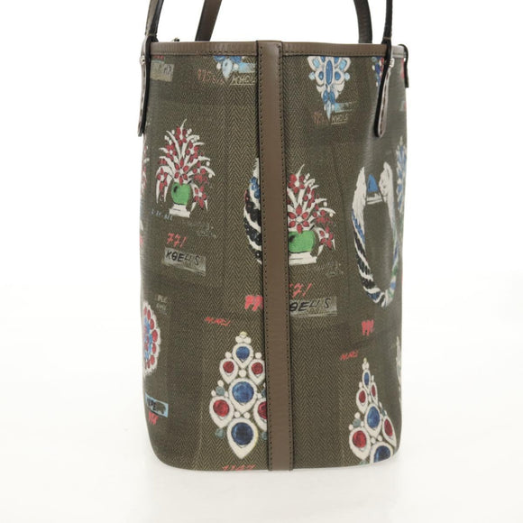 BVLGARI Tote Bag Leather PVC Gray Silver Auth BA7359V