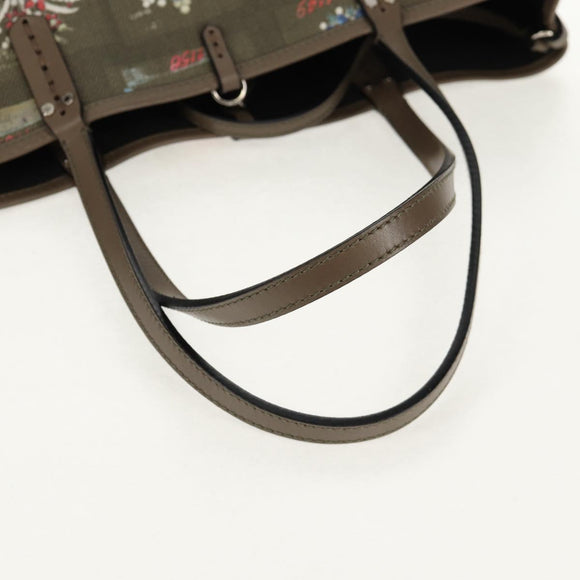 BVLGARI Tote Bag Leather PVC Gray Silver Auth BA7359V