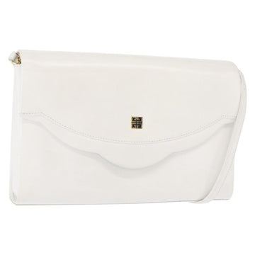 GIVENCHY Shoulder Bag Leather White Gold Auth BA7360