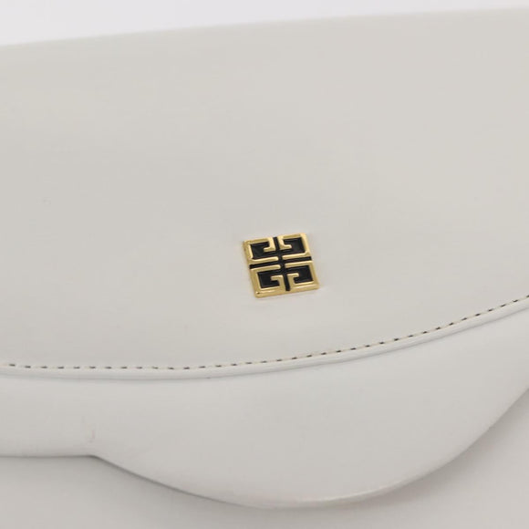 GIVENCHY Shoulder Bag Leather White Gold Auth BA7360