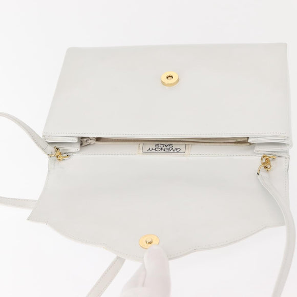 GIVENCHY Shoulder Bag Leather White Gold Auth BA7360