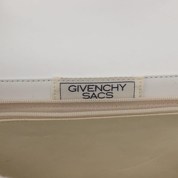 GIVENCHY Shoulder Bag Leather White Gold Auth BA7360