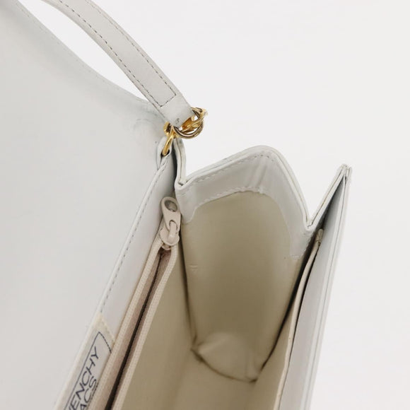 GIVENCHY Shoulder Bag Leather White Gold Auth BA7360