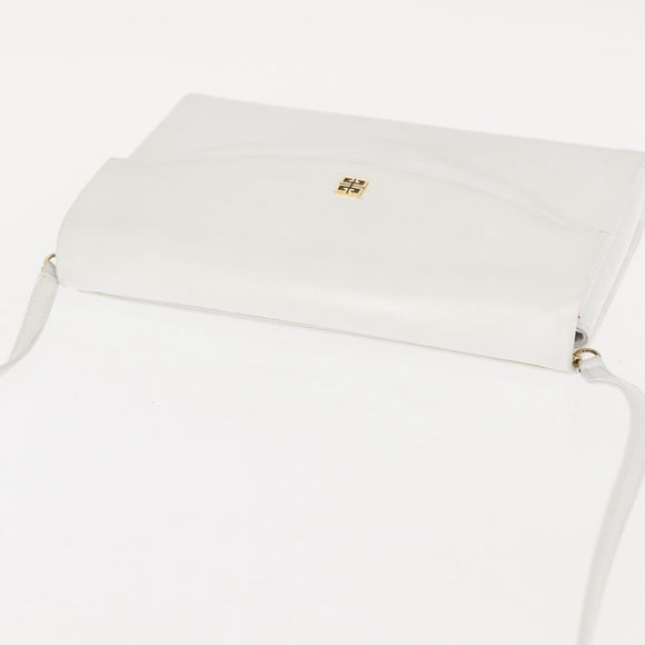 GIVENCHY Shoulder Bag Leather White Gold Auth BA7360