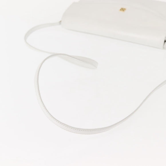 GIVENCHY Shoulder Bag Leather White Gold Auth BA7360