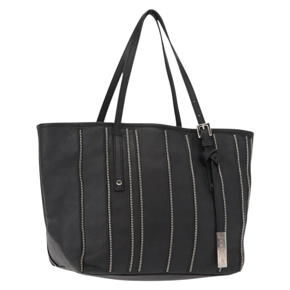 Jimmy Choo Tote Bag Leather Gold Silver Auth BA7361