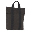 HERMES Her Line Kabas Tote Bag Canvas Gray Silver Auth BA7363-1