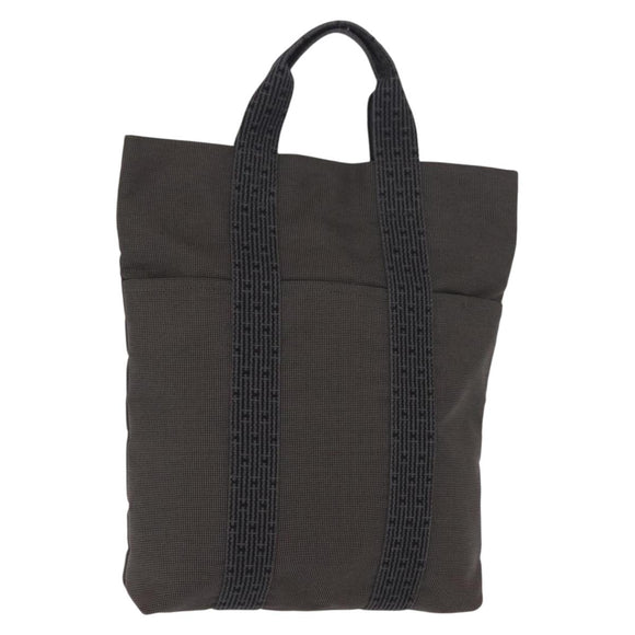 HERMES Her Line Kabas Tote Bag Canvas Gray Silver Auth BA7363