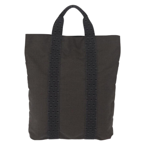 HERMES Her Line Kabas Tote Bag Canvas Gray Silver Auth BA7363