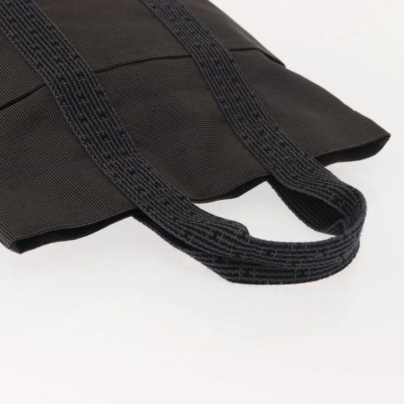 HERMES Her Line Kabas Tote Bag Canvas Gray Silver Auth BA7363