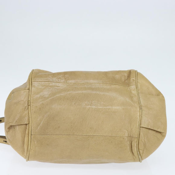 Chloe Etel Hand Bag Leather 2way Beige Gold Auth BA7364